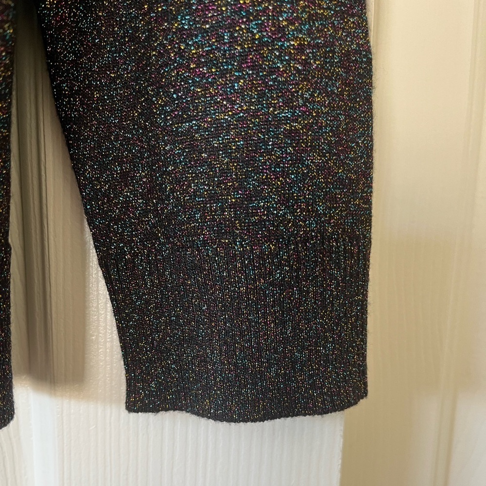 Draper James black sweater with rainbow sparkle and bow on back size XS - Picture 5 of 11